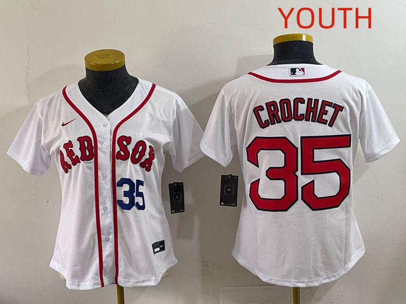 Youth 2025 Boston Red Sox #35 Crochet White Game Nike MLB Jersey style 3->youth mlb jersey->Youth Jersey